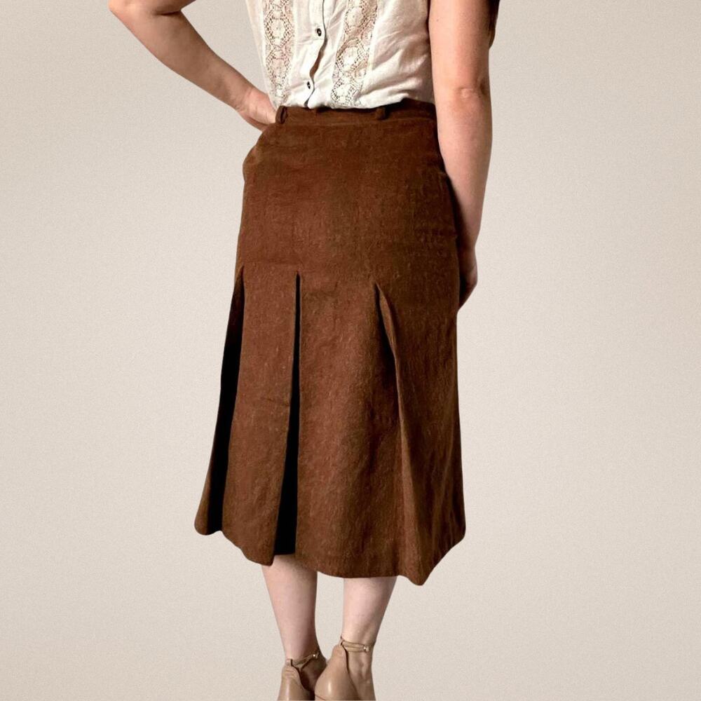 Vintage Neiman Marcus Wool Midi Skirt Size 24/0, Made in Italy Pleated Style